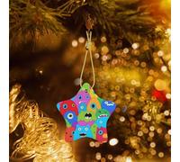 Poezjzw Ornamento natalizio in ceramica a forma di stella, con diverse espressioni, regalo per le vacanze di Natale, ornamenti per la decorazione della casa