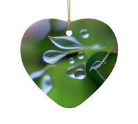 Poezjzw Ornamento natalizio in ceramica con motivo rugiada mattutina a forma di cuore da appendere regali per le vacanze di Natale, ornamenti per la decorazione della casa