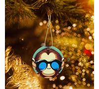Poezjzw Ornamento natalizio in ceramica con motivo scimmia con occhiali blu, rotondo, da appendere, regalo per vacanze di Natale, ornamenti per la decorazione della casa