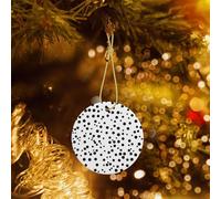 Poezjzw Ornamento natalizio rotondo in ceramica con motivo a pois bianchi e neri da appendere, regalo per le vacanze di Natale, ornamenti per la decorazione della casa