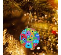 Poezjzw Ornamento natalizio rotondo in ceramica con motivo di espressioni multiple, regalo per le vacanze di Natale, ornamenti per la decorazione della casa