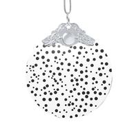 Poezjzw Ornamento natalizio rotondo in vetro con motivo a pois bianchi e neri da appendere, regalo per le vacanze di Natale, ornamenti per la decorazione della casa