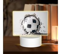 POEZJZW Pallone da calcio calciato nel muro modello rettangolare acrilico luce notturna con cavo USB regolabile 3 colori per ristorante bar caffè