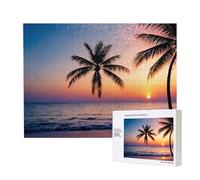 Poezjzw Palma Tramonto Dorato Puzzle Classico Adulto 500 Pezzi Puzzle in Legno Moderno Decorazione Casa Intellettuale Gioco 52 X 38 Cm