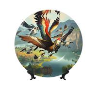 POEZJZW Piatti decorativi Gli uccelli stanno ballando. Decorazione con motivo per casa ufficio ornamenti artigianali 1 piatto 1 espositore 25,4 cm