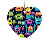 Poezjzw Piccolo mostro rally modello ceramica ornamento di Natale a forma di cuore appeso ciondolo regali per le vacanze di Natale, ornamenti per la decorazione della casa