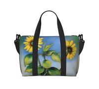 Poezjzw Pittura a olio Girasole Viaggio Duffel Bag Tote Carry On Bagagli Resistente all'acqua Weekender Pernottamento Borse Per Pieghevole, nero, Taglia unica