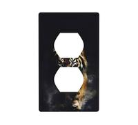 Poezjzw Placca decorativa per interruttore della luce, motivo tigre feroce, copertura per presa duplex, piastra decorativa da parete, dimensioni 11,4 x 7,9 cm