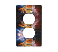 Poezjzw Plateoutlet da parete con motivo divertente gatto in Spacess, piastra decorativa da parete dimensioni 11,4 x 7 cm per aree residenziali e commerciali