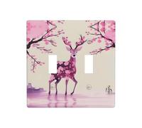 Poezjzw Plum Blossom Deer Pattern decorativo interruttore luce piastra copre 2 gang piastra da parete doppia interruttore interruttore copertura 11,4 x 11,4 cm