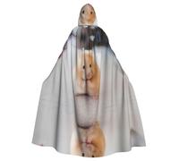 POEZJZW Poncho con motivo criceto marrone mantello con cappuccio per Halloween da donna e uomo