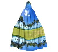 POEZJZW Poncho da spiaggia con motivo albero di cocco mantello con cappuccio per Halloween da uomo e donna