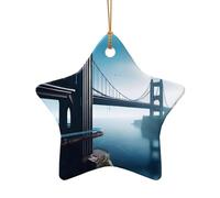 Poezjzw Ponte alto sopra il mare modello di ceramica ornamento di Natale a forma di stella appeso ciondolo regali per le vacanze di Natale, ornamenti per la decorazione della casa