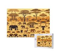 Poezjzw Puzzle classico da 1000 pezzi in legno con animali del prato africano per adulti, decorazione moderna per la casa, gioco intellettuale, 75 x 50 cm