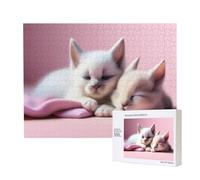 Poezjzw Puzzle classico per adulti con due gattini addormentati, 500 pezzi, puzzle in legno, decorazione moderna per la casa, gioco intellettuale, 52 x 38 cm