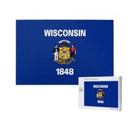 Poezjzw Puzzle con bandiera dello stato del Wisconsin, per adulti, 1000 pezzi, puzzle in legno per famiglia, amico, decorazione per la casa, arte da parete, 75 x 50 cm