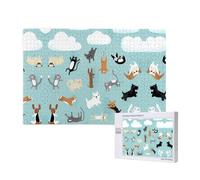 Poezjzw Puzzle da 1000 pezzi in legno per adulti con gatti e cani che piovono per familiari e amici, decorazione da parete per la casa, 75 x 50 cm