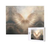 Poezjzw Puzzle di piume d'angelo per adulti 500 pezzi puzzle in legno per famiglia amico decorazione della casa arte della parete 50,4 x 15 pollici