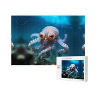 Poezjzw Puzzle di polpo con occhi grandi per adulti 300 pezzi puzzle in legno per familiari amici decorazione della casa arte da parete 15,7 x 28 cm