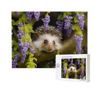 Poezjzw Puzzle di ricci e fiori per adulti 500 pezzi puzzle in legno per famiglia amico decorazione della casa arte della parete 50,4 x 15 pollici