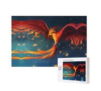 Poezjzw Puzzle Per Adulti 300 Pezzi Adatto Per Il Tempo Libero Famiglia E Migliorare Hands-On Abilità Arancione Rosso Phoenix Pattern