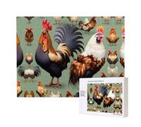 Poezjzw Puzzle per adulti 500 pezzi adatti per il tempo libero in famiglia e migliorare le abilità pratiche gallo e pollo modello