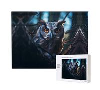 Poezjzw Puzzles Occhi di Gufo per Adulti 500 Pezzi Puzzle In Legno Per Famiglia Amico Decorazione Della Casa Wall Art 50,4 X 15 Pollici