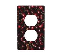 Poezjzw Red Cherry Pattern Light Switch Cover Outlet Duplex Presa Piastra Decorativa Parete Piastra Decorativa Dimensioni 11,4 x 7,9 cm