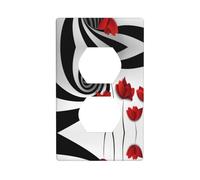 Poezjzw Red Flower Pattern Light Switch Cover Outlet Duplex Presa Piastra Decorativa Parete Piastra Decorativa Dimensioni 11,4 x 7,9 cm