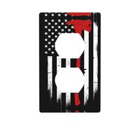 Poezjzw Red Line Firefighter USA Flag Pattern Light Switch Cover Duplex Outlet Piastra decorativa da parete Dimensioni 11,4 x 7,9 cm