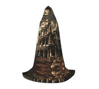 POEZJZW Remains Of The Roman Colosseo modello accappatoio mantello lungo mantello mantello lungo mantello per Halloween Cosplay costume con cappuccio mantello unisex nero, L