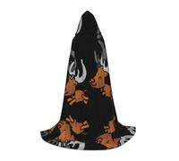 POEZJZW Renna Baby Modello Adolescente Mantello con Cappuccio Mantello Donne Uomini Costume di Halloween Masquerade Cosplay Costume Festa di Natale Vestaglia M