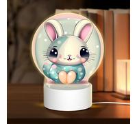 POEZJZW Rosa Cartoon Bunny Pattern Round Acrilico Luce Notte con Cavo USB Regolabile 3 Colori per Ristorante Bar Cafe