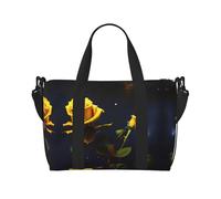 Poezjzw Rose gialle Starry Night Travel Duffel Bag Tote Carry On Bagagli Resistente all'acqua Weekender Pernottamento Borse Per Pieghevole, nero, Taglia unica