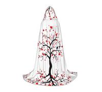 POEZJZW Rosso Amore Cuore Albero Modello Uomini Donne Mantello Con Cappuccio Adulto Mantello Con Cappuccio Rinascimento Halloween Strega Costume Mago Mantello S