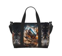 Poezjzw Rugby On Fire Travel Duffel Bag Tote Carry On Bagagli Borsa Impermeabile Weekender Pernottamento Borse Per Pieghevole, nero, Taglia unica