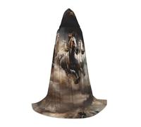 POEZJZW Running Of The Horses modello accappatoio con cappuccio mantello lungo mantello Halloween Cosplay costume con cappuccio mantello unisex, nero, Small
