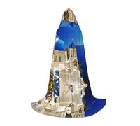 POEZJZW Santorini Mantello da uomo e donna con cappuccio, motivo isola greca, vista sul mare, mantello per adulti con cappuccio, costume da strega rinascimentale, per Halloween, mantello da mago, L