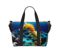 Poezjzw Seahorse - Borsone da viaggio subacqueo per weekender, borse da ospedale da donna, per lavoro e consegna, borsa da viaggio per la notte, nera, taglia unica, Nero, One Size