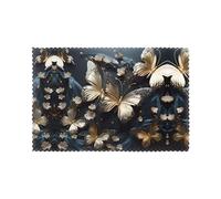 Poezjzw Set di 6 tovagliette all'americana con farfalle bianche e dorate, 30,5 x 45,7 cm, per feste, cucina, sala da pranzo, decorazione