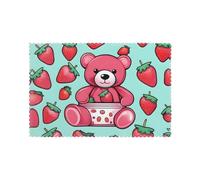 Poezjzw Set di 6 tovagliette all'americana con motivo "Sweet Strawberry Bea", 30,5 x 45,7 cm, per feste, cucina, sala da pranzo, decorazione