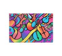 Poezjzw Set di 6 tovagliette colorate con musica, 30,5 x 45,7 cm, per feste, cucina, sala da pranzo