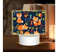 POEZJZW Simpatico animale volpe fiore modello rettangolare acrilico notte luce touch interruttore accento per librerie, scrivanie comodini