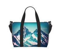 Poezjzw Snow On Top Of A Mountain Travel Duffle Bag Weekender Carry On Tote Bags per donne Borse da ospedale per lavoro e consegna Borsa per bagagli durante la notte, nero, taglia unica, Nero, One