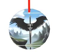 Poezjzw Spada volante con ali in vetro, ornamento natalizio rotondo da appendere, regalo per le vacanze di Natale, ornamenti per la decorazione della casa