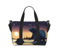 Poezjzw Star Fishing Bear Borsone da viaggio Weekender Carry On Tote Bags per donne Borse da ospedale per lavoro e consegna Borsa per bagagli durante la notte, nero, taglia unica, Nero, One Size