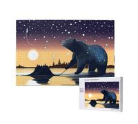 Poezjzw Star Fishing Bear - Puzzle classico per adulti, 1000 pezzi, puzzle in legno, decorazione moderna per la casa, gioco intellettuale, 75 x 50 cm