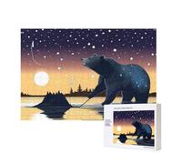Poezjzw Star Fishing Bear - Puzzle classico per adulti, 300 pezzi, in legno, decorazione moderna per la casa, gioco intellettuale, 40 x 28 cm