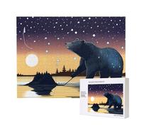 Poezjzw Star Fishing Bear - Puzzle classico per adulti, 500 pezzi, in legno, decorazione moderna per la casa, gioco intellettuale, 52 x 38 cm