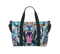 Poezjzw Stomping Tiger Head Borsone da viaggio Tote Carry On Bagagli Resistente all'acqua Weekender Borse per la notte per pieghevole, nero, taglia unica, Nero , Taglia unica